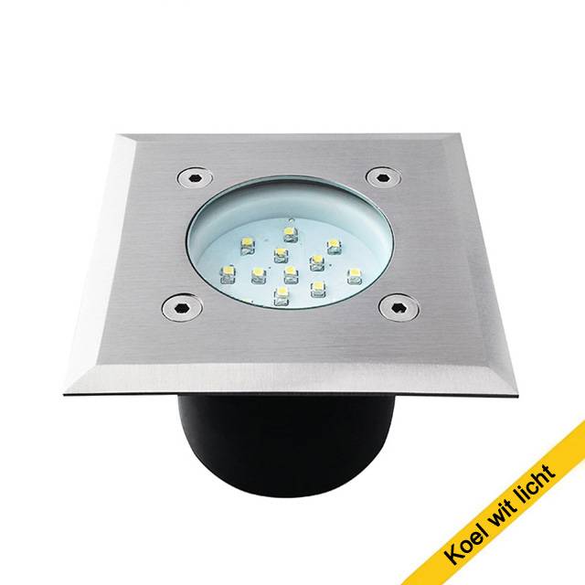 Grondspot rvs led koel wit licht