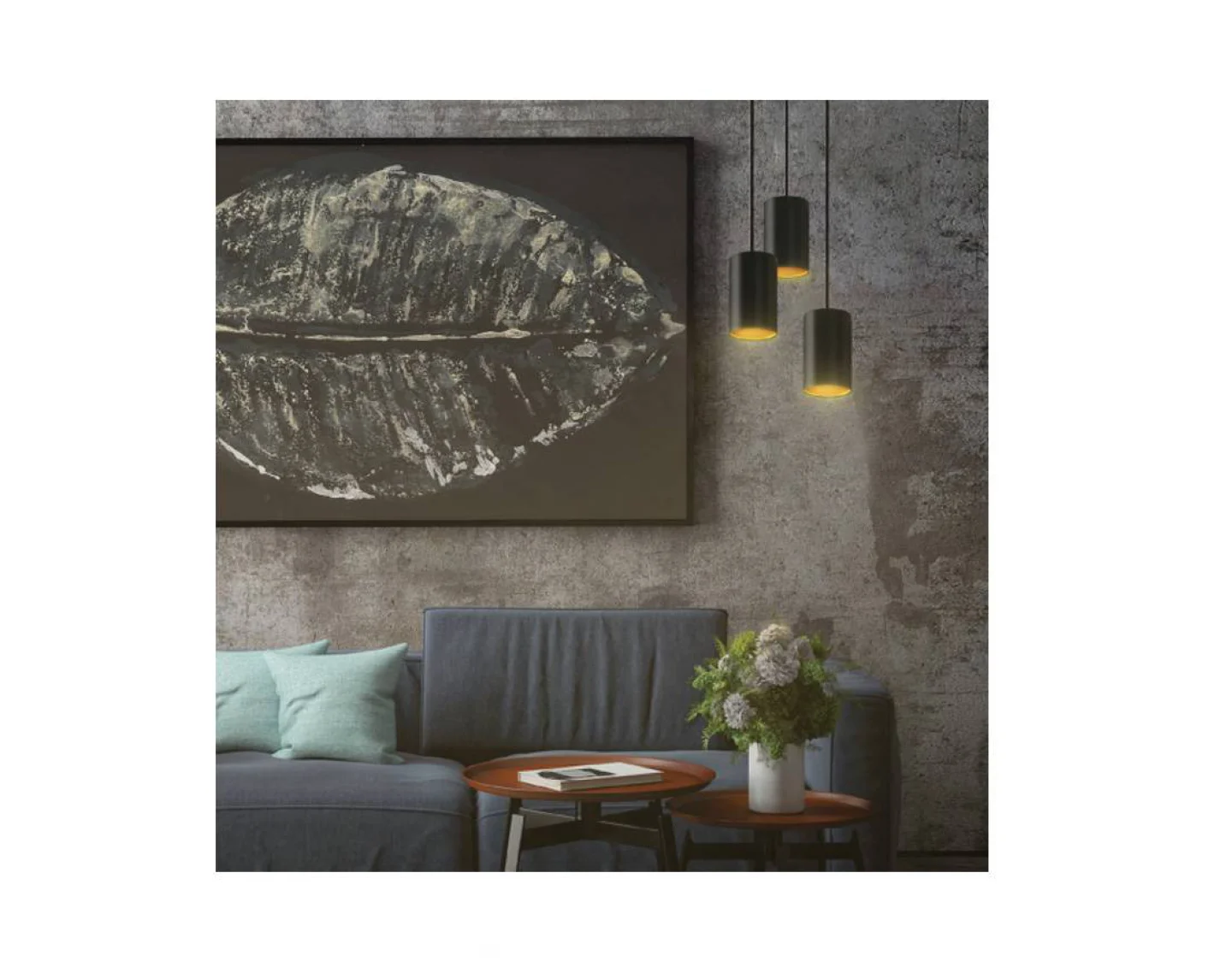 Chloe drievoudige pendellamp zwart wit b.