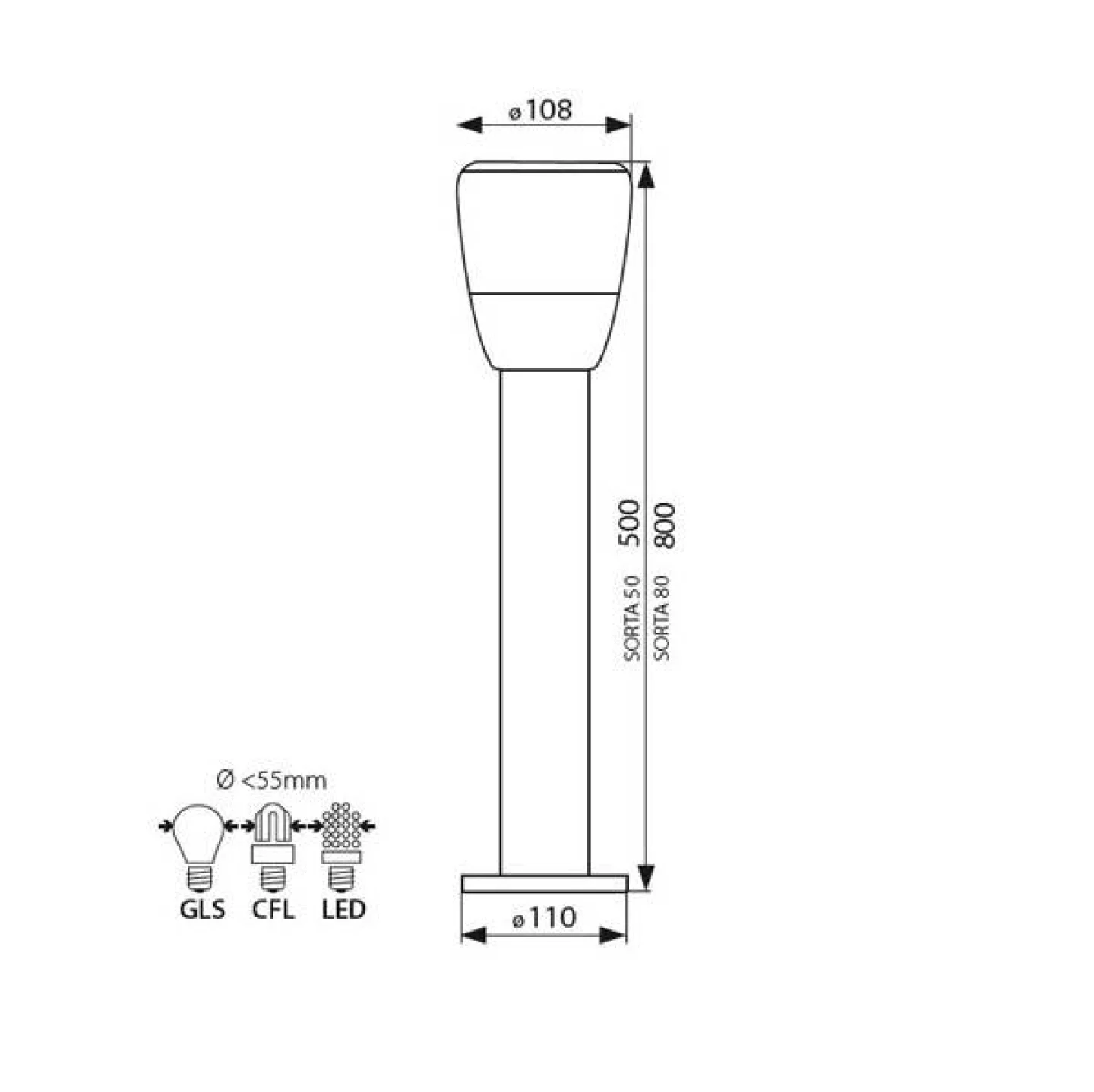 buitenlamp sorta zwart led maat.