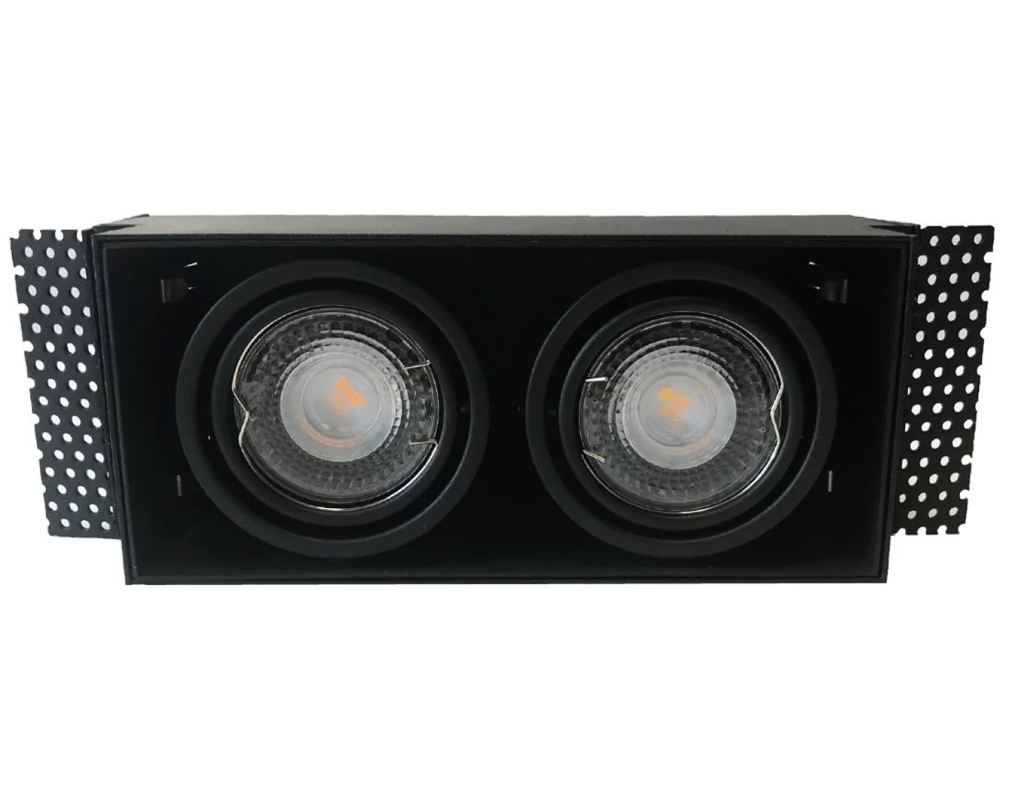 Inbouwspot dubbel ingestuukt plafond zwa.