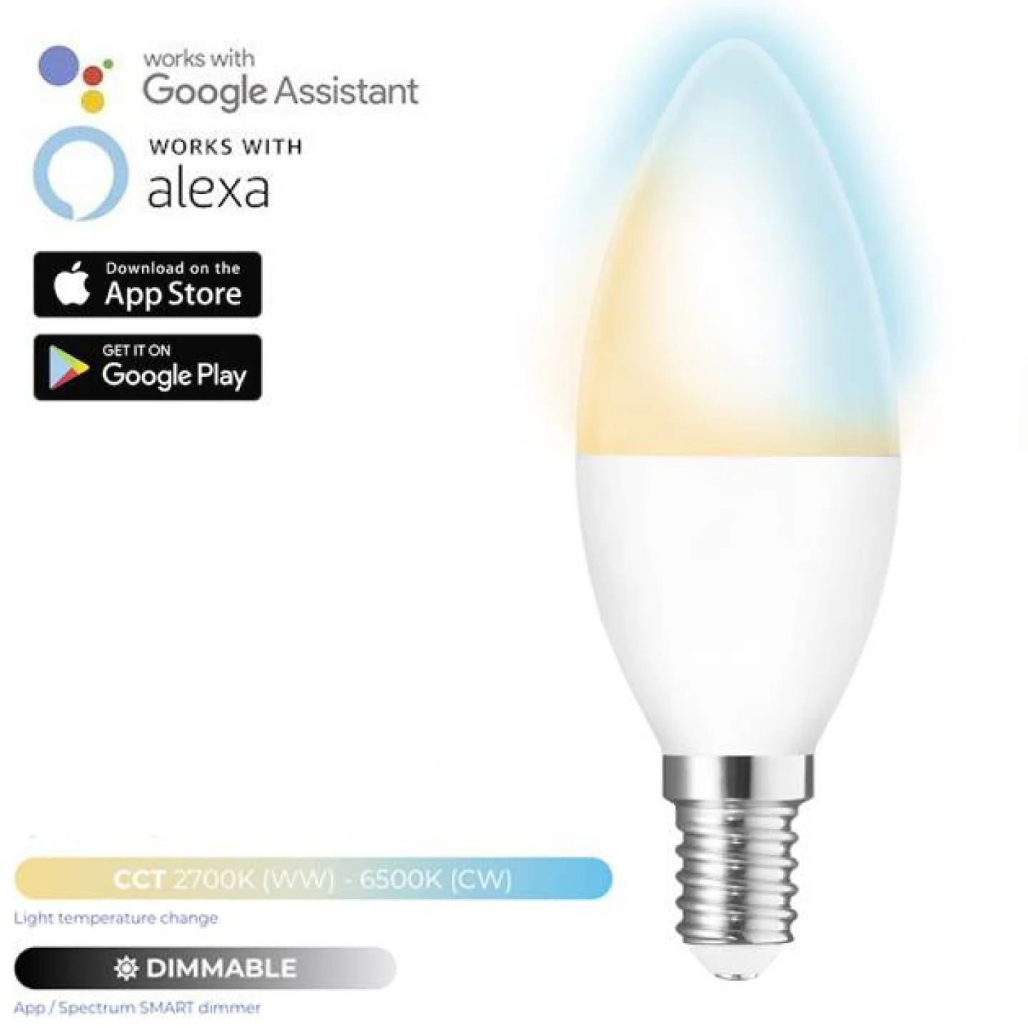led lamp e14 kaars wifi app dimbaar.