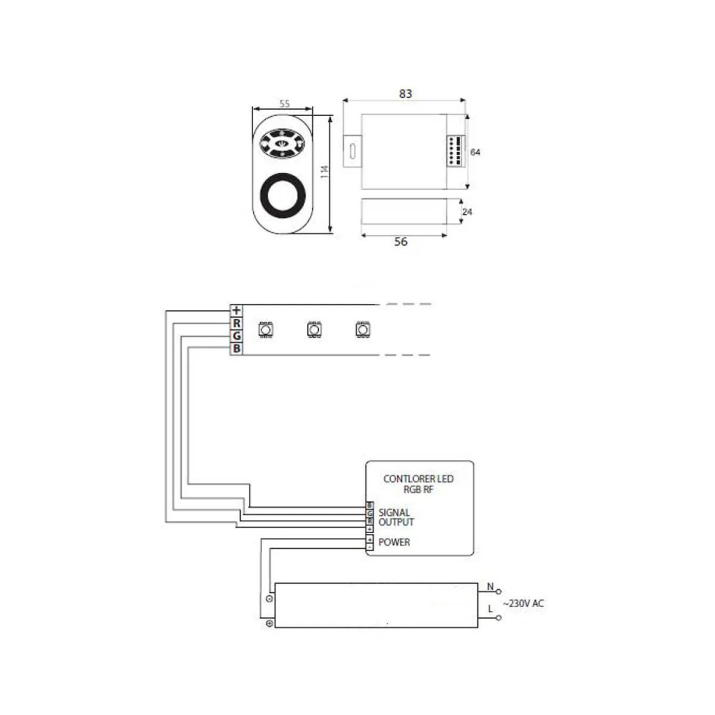 led strip rgb kleur controller.