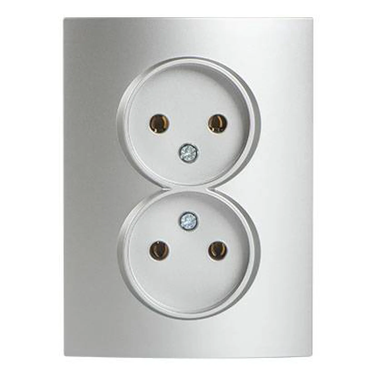 wandcontactdoos dubbel zilver.