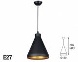 hanglamp e27 mat zwart goud led