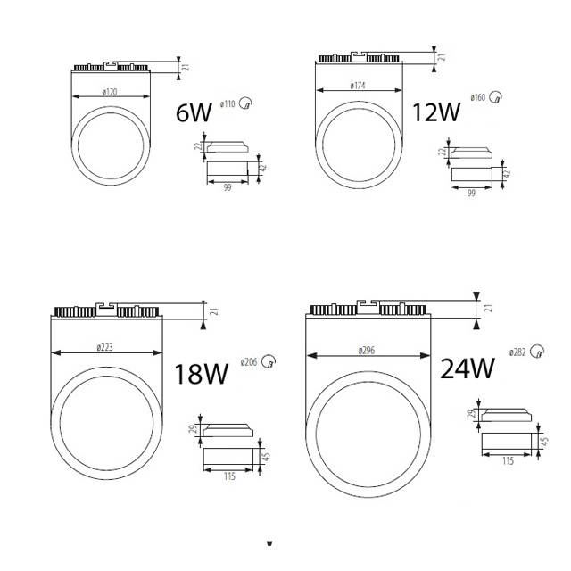 Rounda led maat downlight