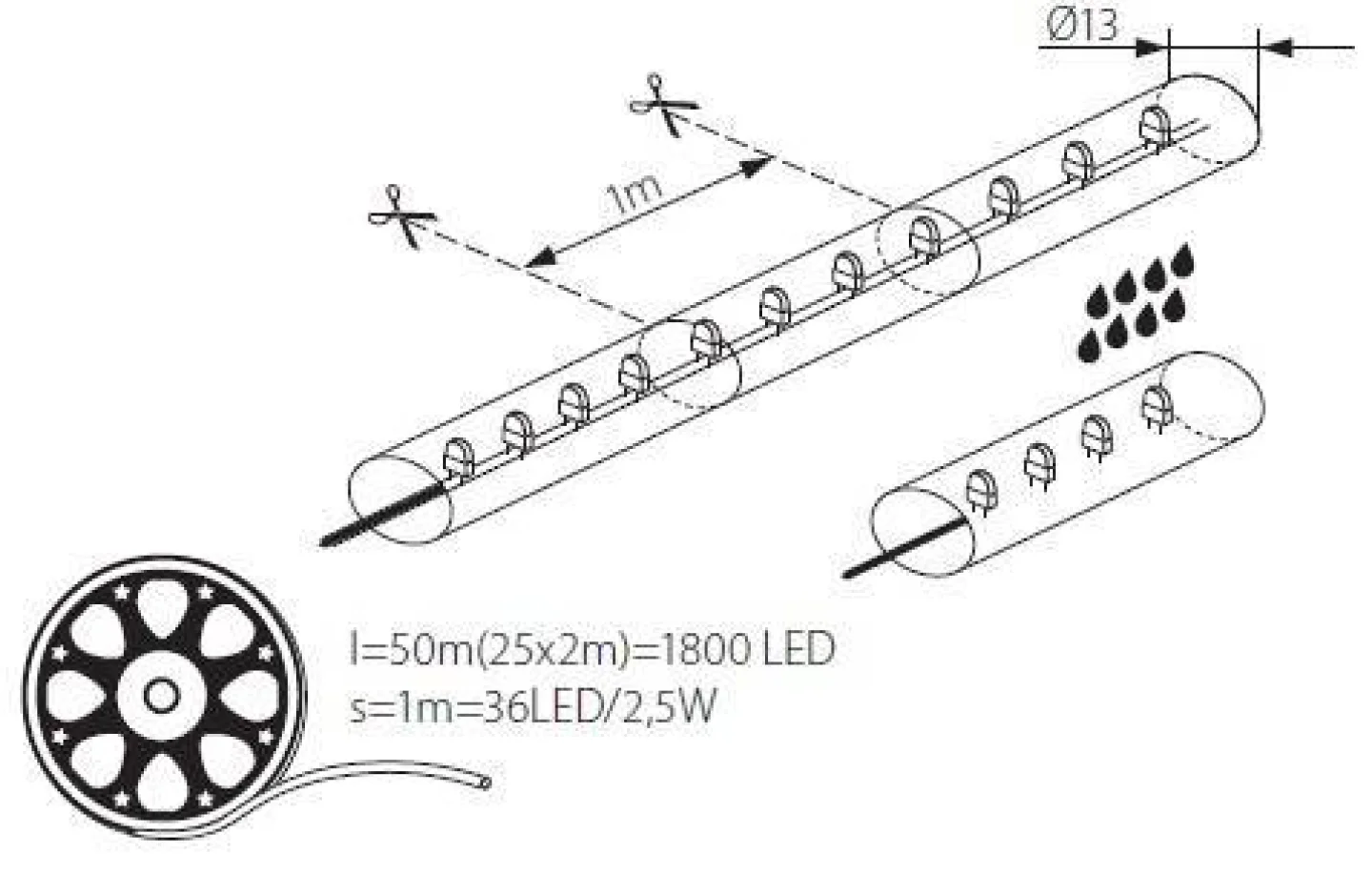 led licht slang koel wit licht.